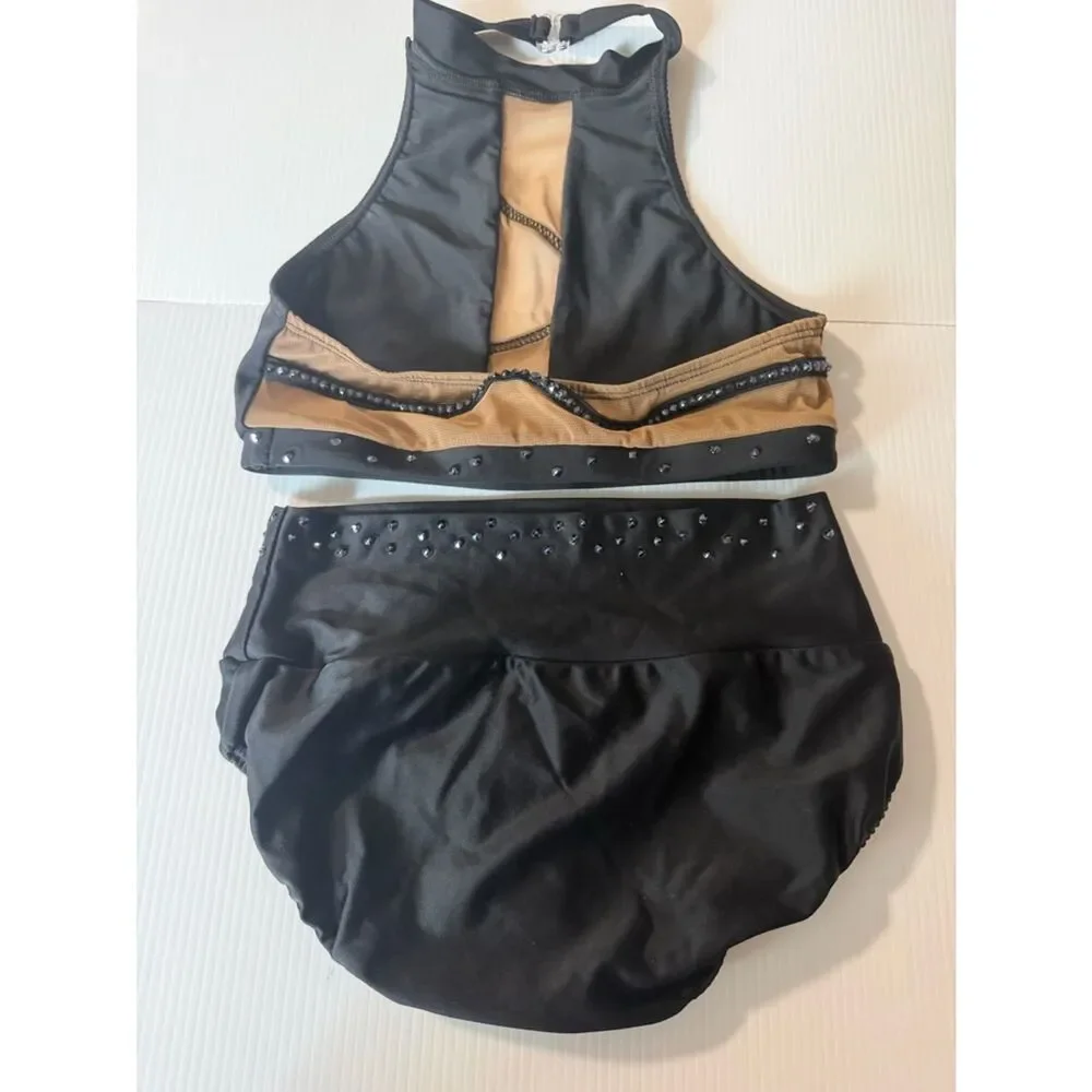 AA dance design costume black 2 piece illusion custom moonlight SA adult